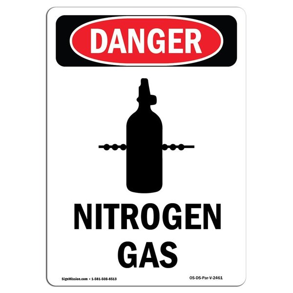 Signmission Safety Sign, OSHA Danger, 5" Height, Nitrogen Gas, Portrait, 10PK OS-DS-D-35-V-2461-10PK